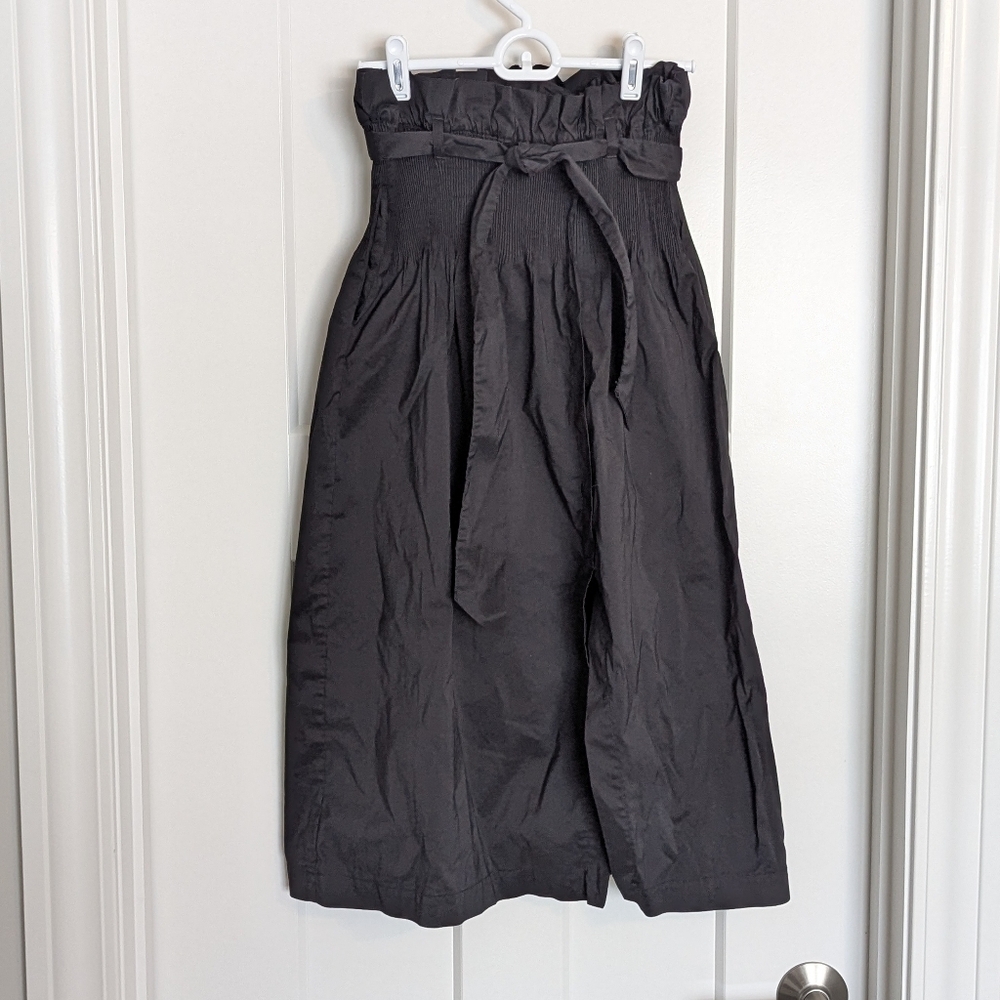 Cotelac Black Midi Paper Bag Waist Skirt sz 0 (XS)